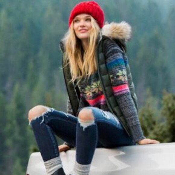 American Eagle Mohair Wool Fair Isle Sweater Knit Boho Womens Size‎ Small Y2K - Picture 3 of 13